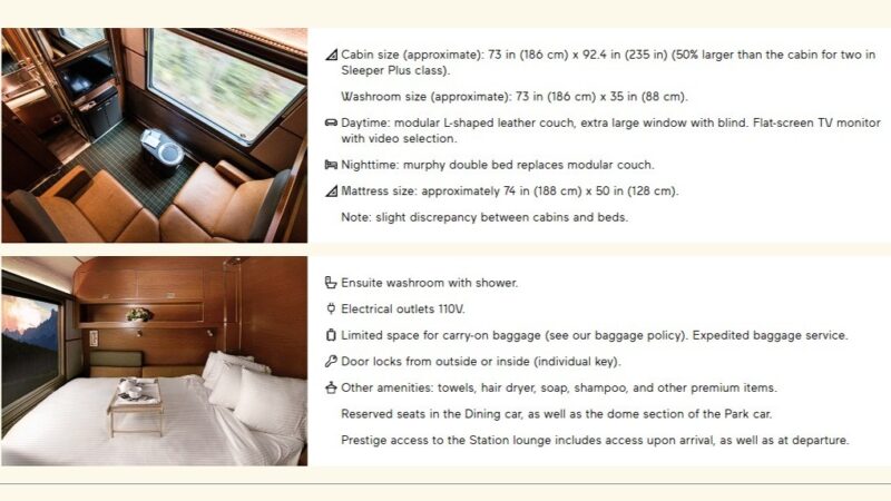 travel RTW via rail canada prestige