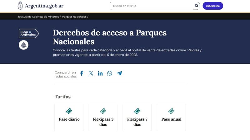 Argentina National Park Home Page